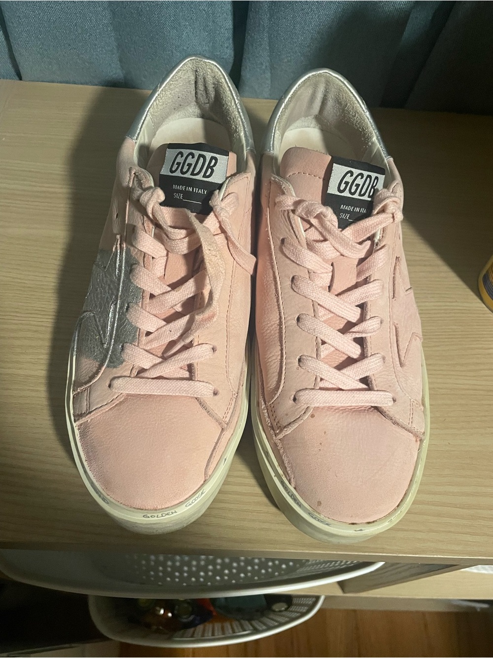 Golden Goose Pink Low-Top Sneakers with Silver Star